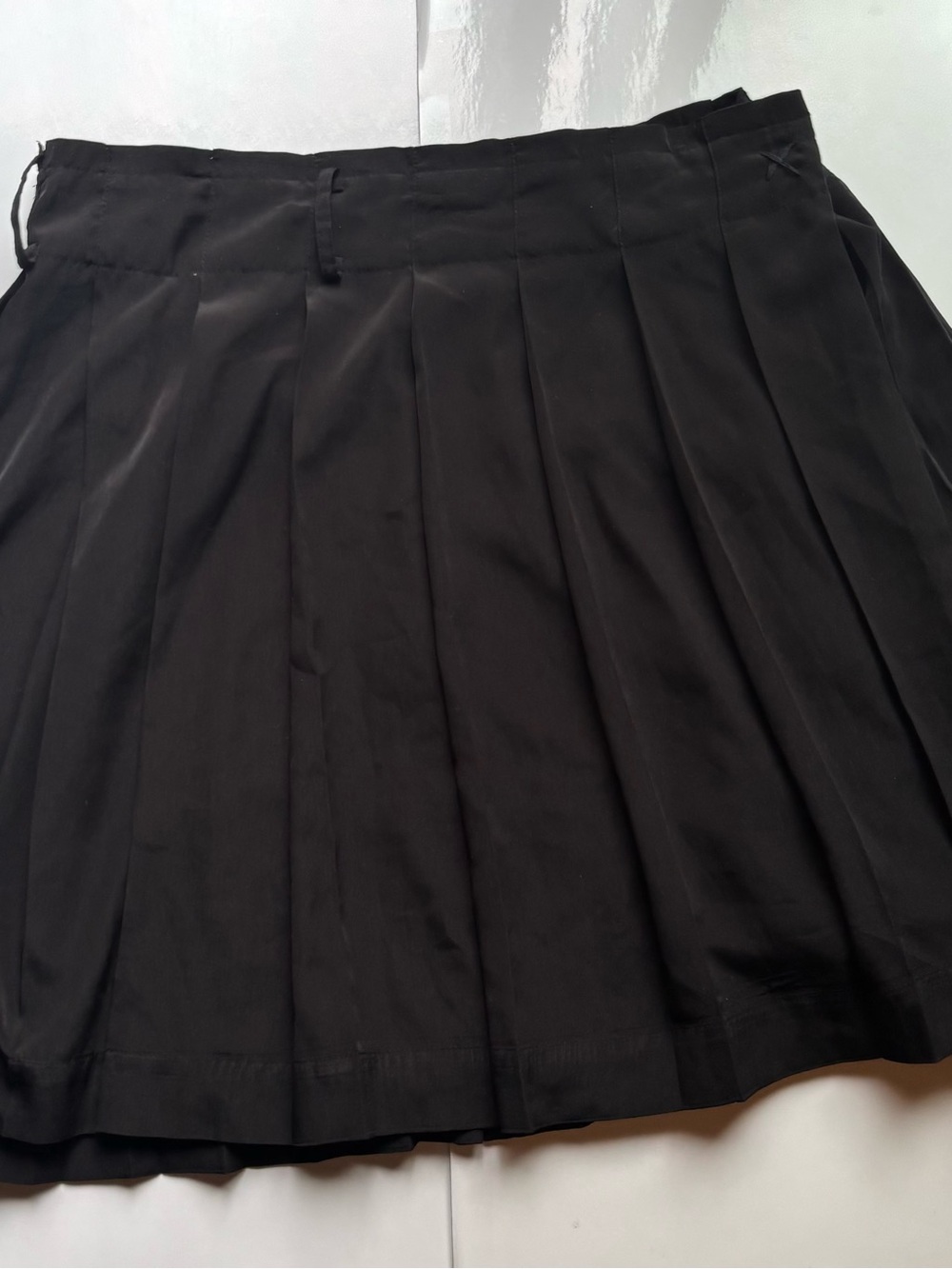 Meadow rue black pleated wrap belted skirt snap closure preppy dark academia